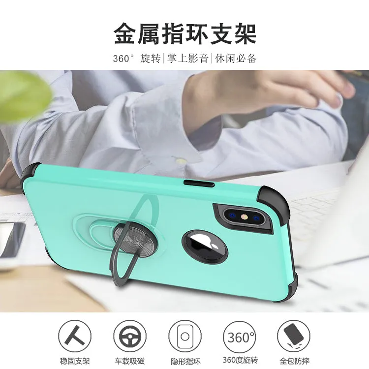 Apple iPhone XS Max Case,[Military Grade Drop Tested] Ring Kickstand Matte Case with Soft Edges, Shockproof and Anti-Drop Protection Case Compatible for Apple iPhone XS Max Case - Teal/Black