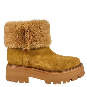 Celine Triomphe Tassel Shearling Cropped Boots