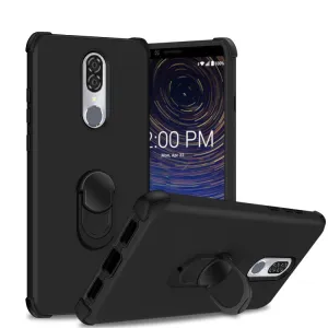 Coolpad Legacy Case,[Military Grade Drop Tested] Ring Kickstand Matte Case with Soft Edges, Shockproof and Anti-Drop Protection Case Compatible for Coolpad Legacy Case - Black/Black
