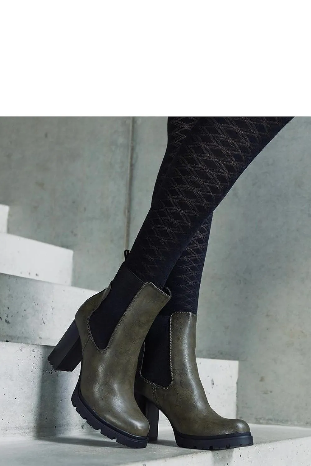 Green ankle heel boots
