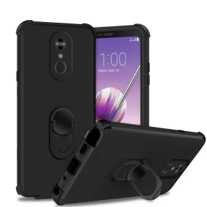LG Stylo 4 Case, Stylo 4 Plus, Q Stylus Case,[Military Grade Drop Tested] Ring Kickstand Matte Case with Soft Edges, Shockproof and Anti-Drop Protection Case Compatible for LG Stylo 4 Case - Black/Black