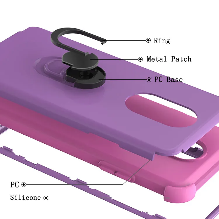 LG Stylo 5 Case,[Military Grade Drop Tested] Ring Kickstand Matte Case with Soft Edges, Shockproof and Anti-Drop Protection Case Compatible for LG Stylo 5 Case - Purple